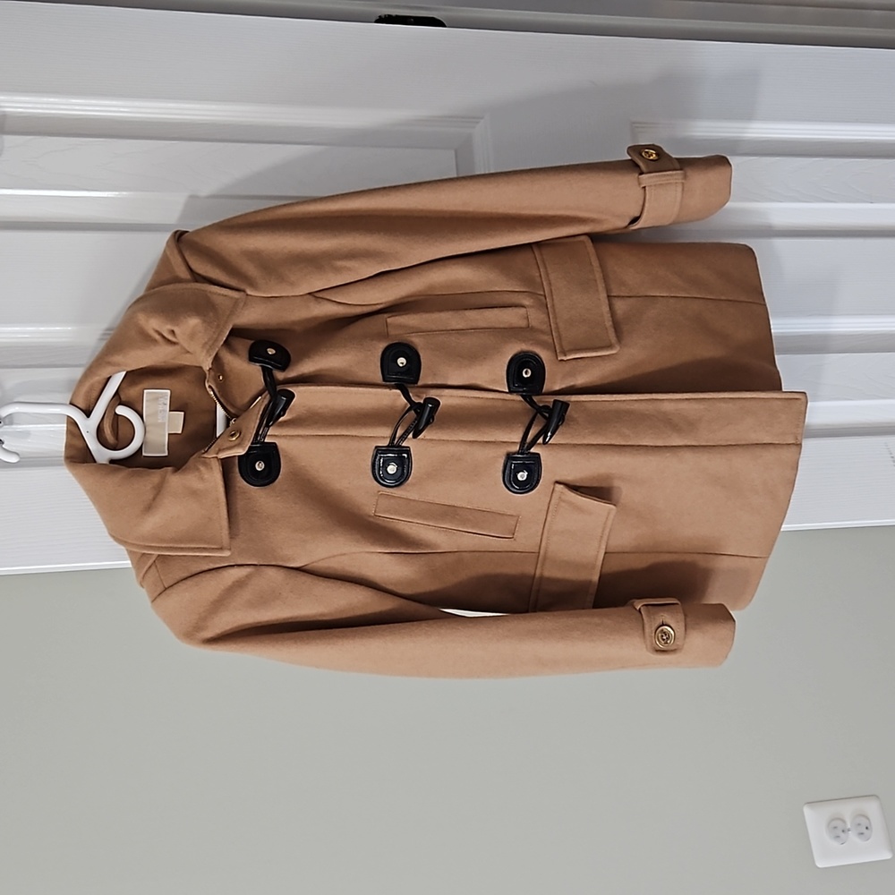 MICHAEL by Michael Kors tan wool hooded Pea Coat 4P